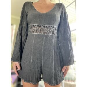 Sea Gypsies Boho Beach Gray Romper Jumpsuit Women’s Size M